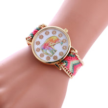 Retro Elephant Bracelet Wrist Watch Weaved Rope Band
