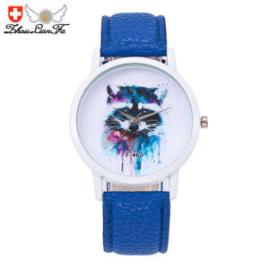 Racoon Love Quartz Leather Analog Watch