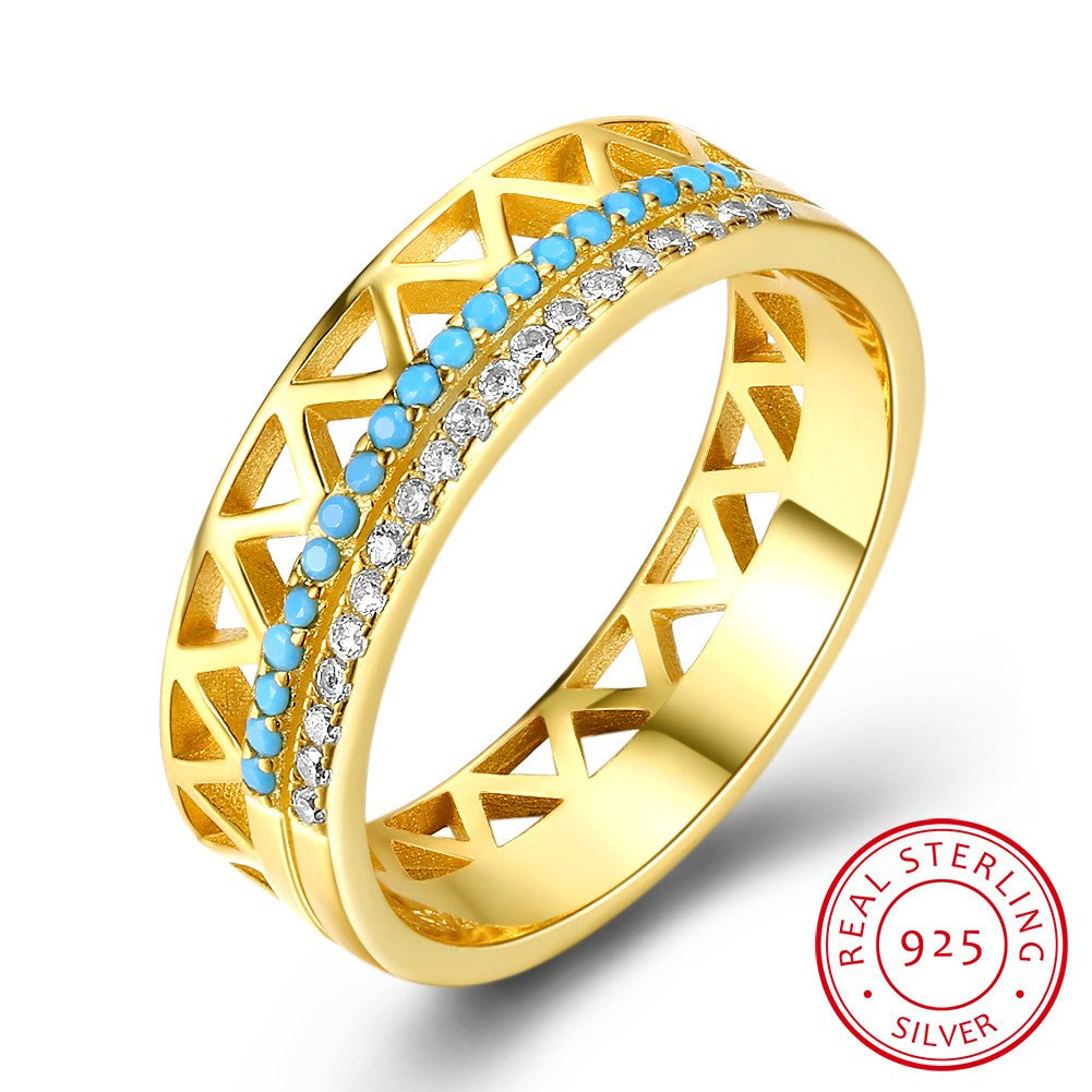 Turquoise Dream 925 Sterling Silver Gold Plated Ring