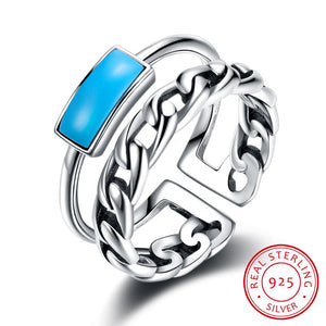 Retro Knot Turquoise 925 Sterling Silver Ring