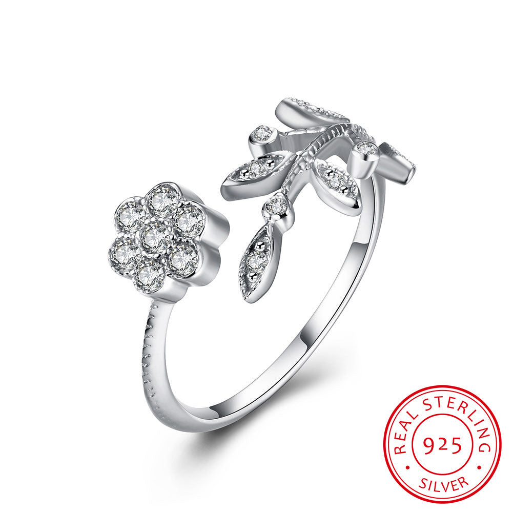 Flower & Twig 925 Sterling Silver Ring