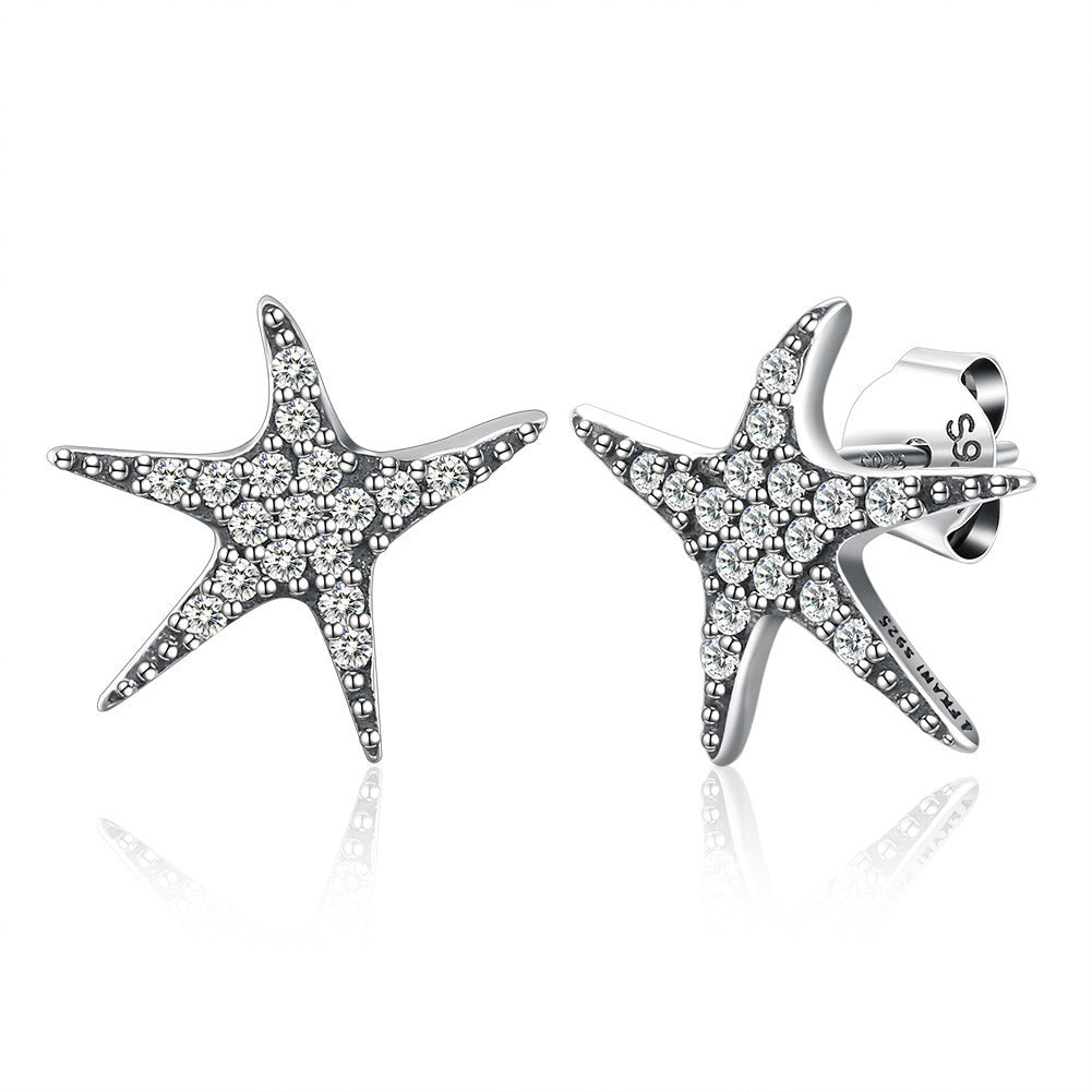 Sweet Starfish 925 Sterling Silver Ear Studs