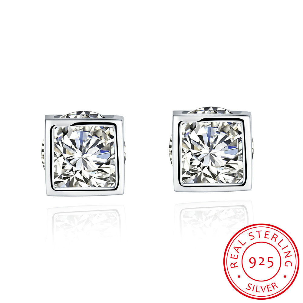Not Too Square 925 Sterling Silver Ear Studs