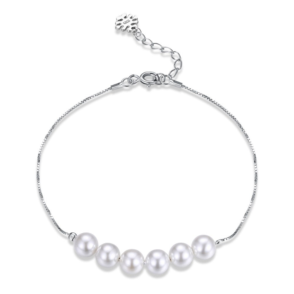 Pretty Pearls All In A Row 925 Sterling Silver Bracelet
