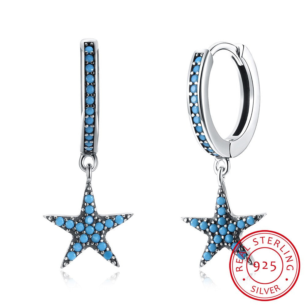 Turquoise Star 925 Silver Earrings