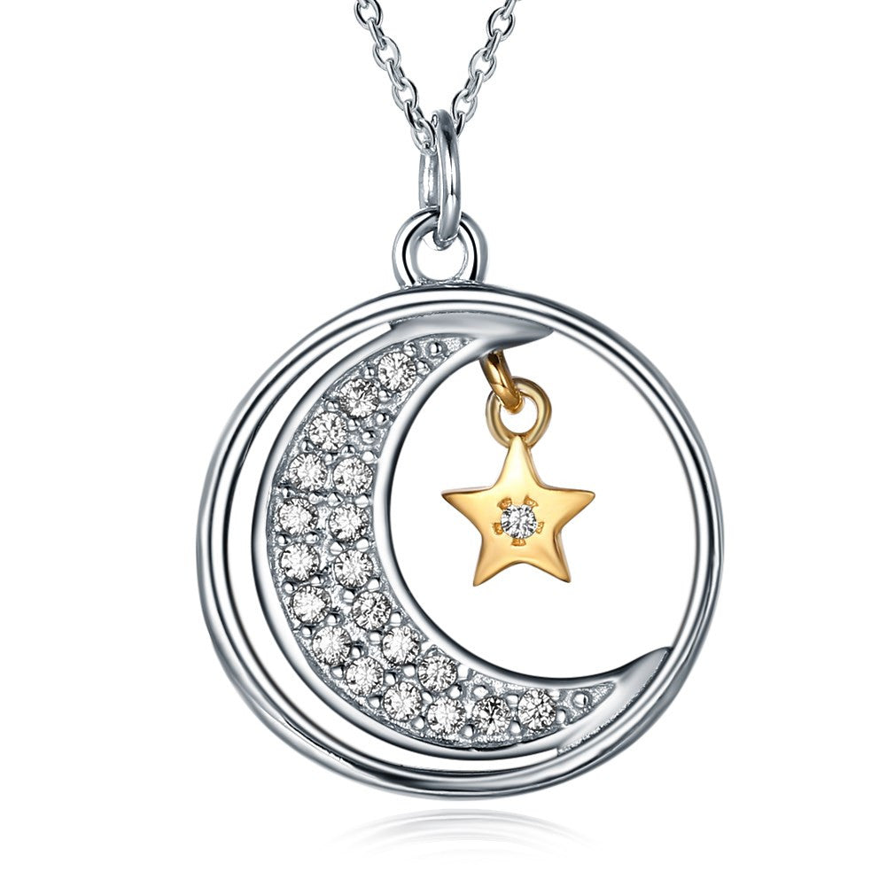 Moon and Back 925 Sterling Silver Necklace