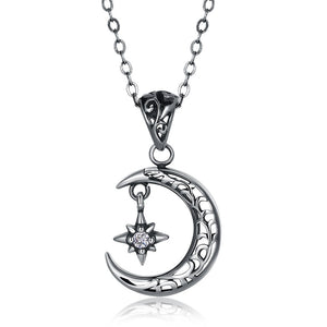 Total Eclipse 925 Silver Celtic Moon Necklace