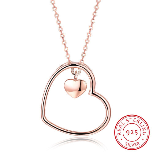 I Hold Your Heart 925 Silver Necklace Rose Gold Plated