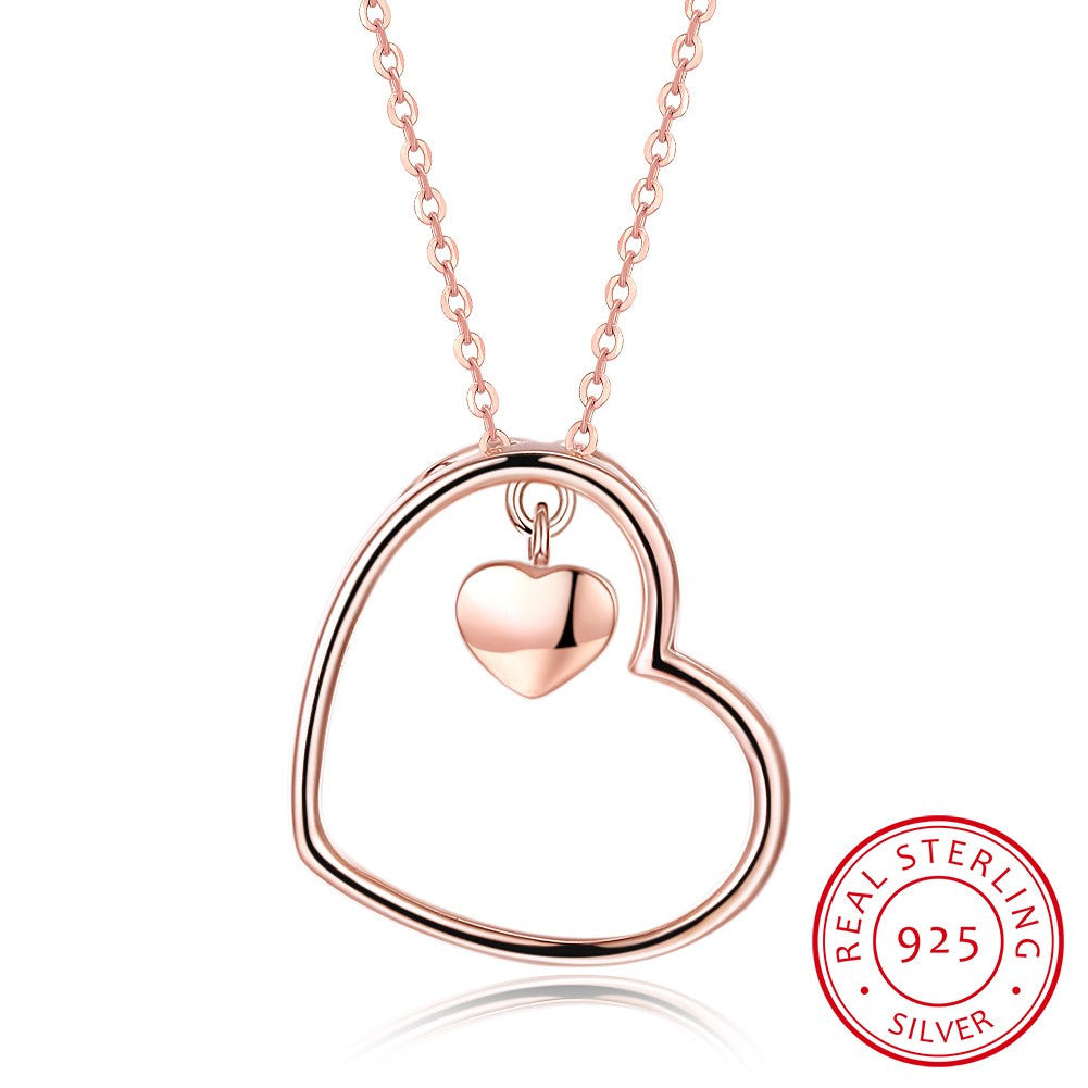 I Hold Your Heart 925 Silver Necklace Rose Gold Plated