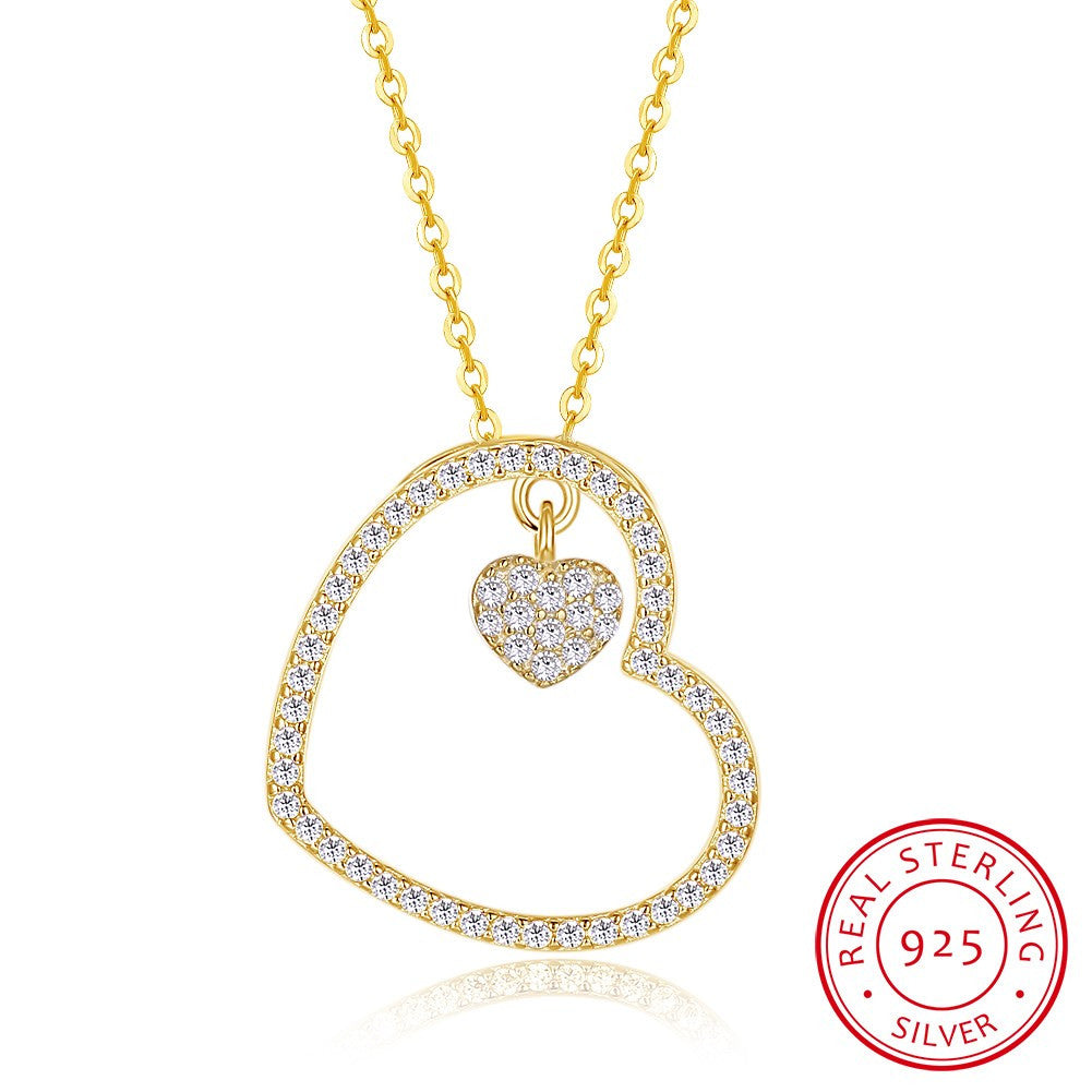 Hearts and Bling 925 Silver Necklace