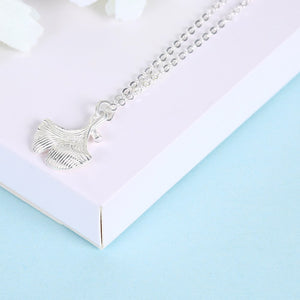 Ginkgo Leaf Girl 925 Sterling Silver Necklace
