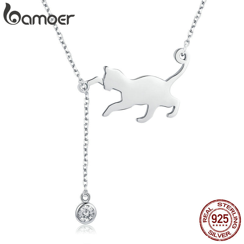 Playful Kitten 925 Sterling Silver Necklace