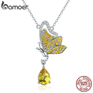 Dancing Butterfly 925 Sterling Silver Sparkling Necklace