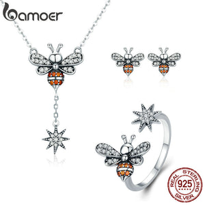 Bee A Queen! 925 Sterling Silver Luminous CZ Jewelry Set