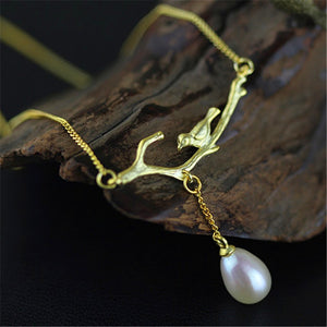 Canary Lullaby! 925 Sterling Silver Natural Pearl Handmade Necklace
