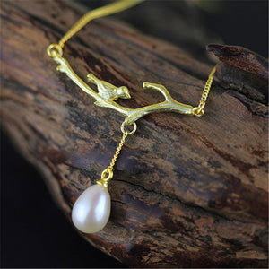 Canary Lullaby! 925 Sterling Silver Natural Pearl Handmade Necklace
