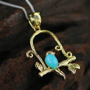 Fly Free! 925 Sterling Silver Blue Amazonite Handmade Pendant
